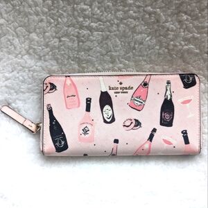 Kate Spade Champagne Toss Pink Continental Zip Wallet